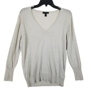 J.Crew Womens V-Neck Sweater 100% Merino Wool Light Gray Heather 48889 Size M